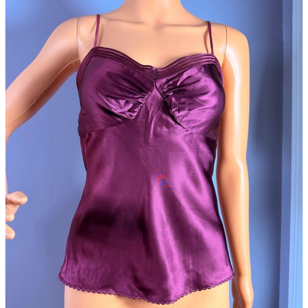The Limited Satin Camisole Top Womens XS Burgundy Silk Like Strappy Lingerie.